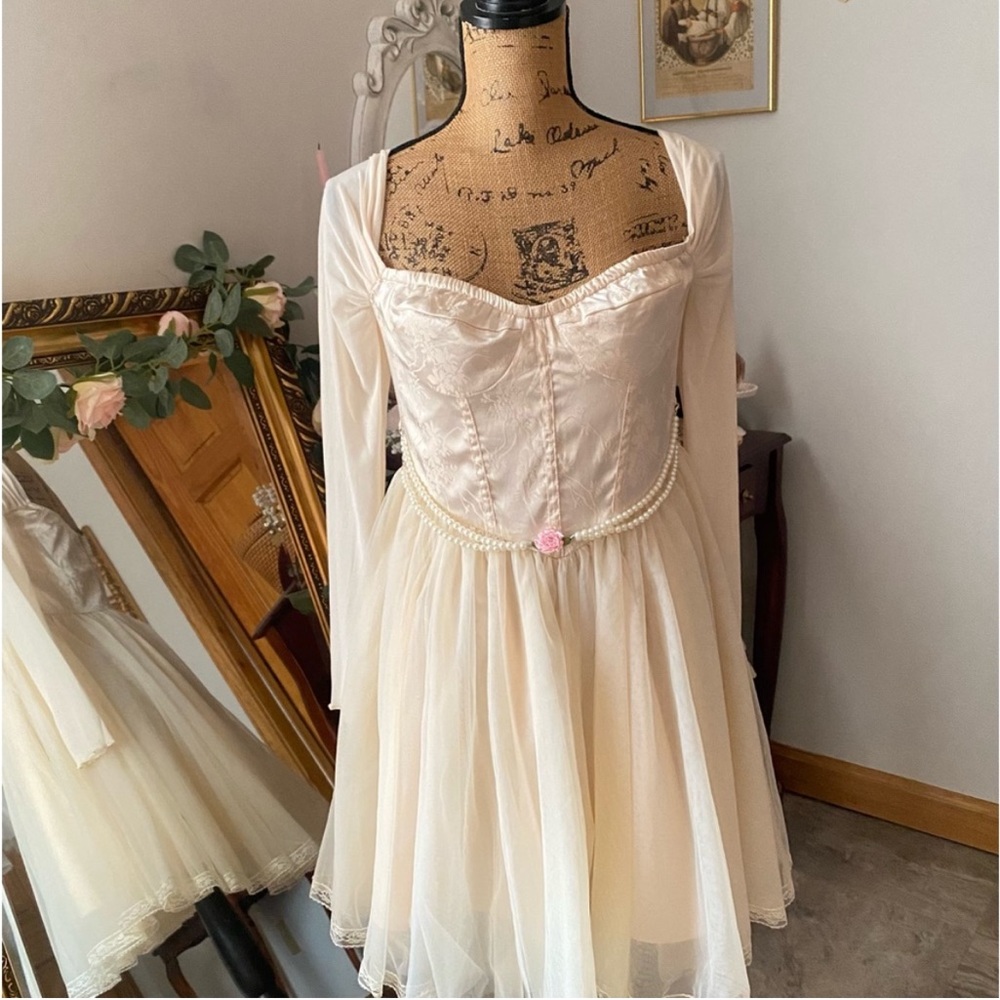 NWT Swan Lake Coquette Ivory Tulle Dress With Rosette
